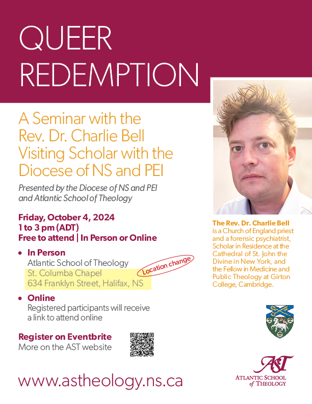 A poster advertising a seminar with the Rev. Dr. Charlie Bell